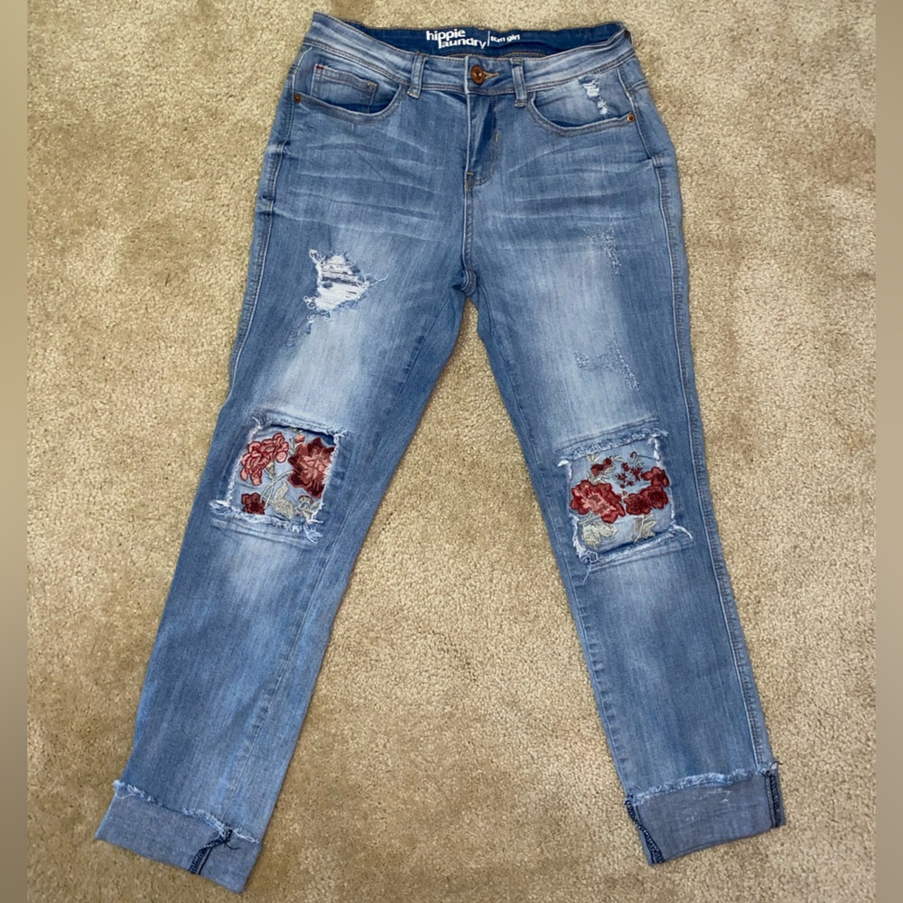 hippie laundry “tom girl” Embroidered Floral Patch Jeans